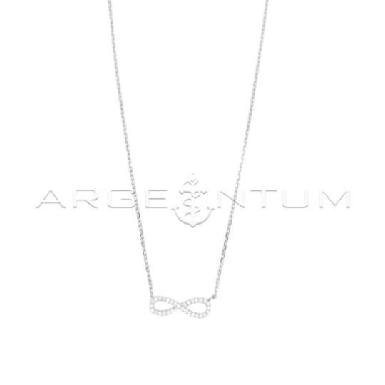 Forced link necklace with white gold-plated zircon infinity in 925 silver