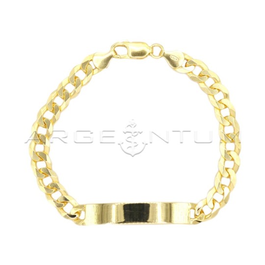 Curb mesh bracelet with yellow gold plated central plate in 925 silver