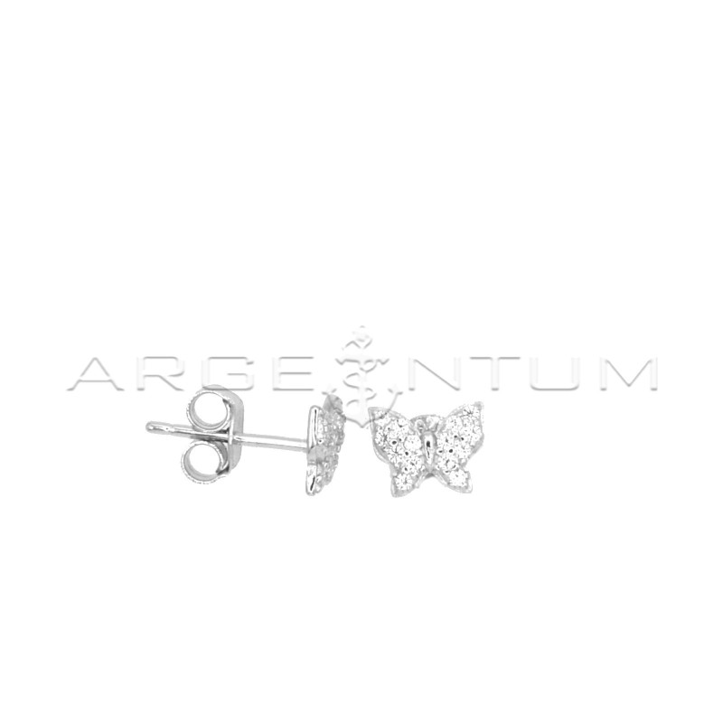 White zircon butterfly stud earrings...