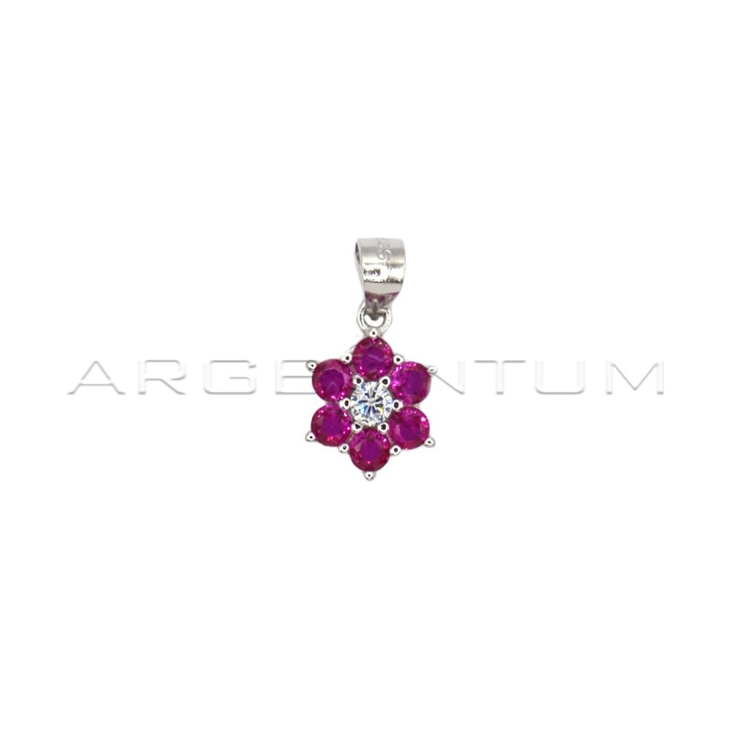 Flower pendant with central white...