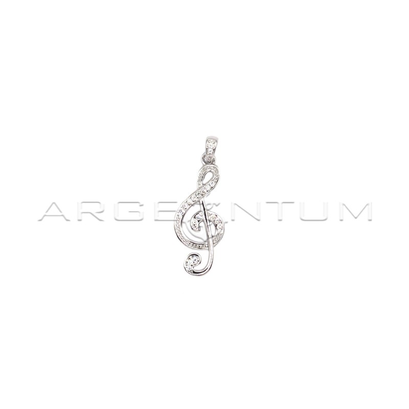 Treble clef pendant white and...