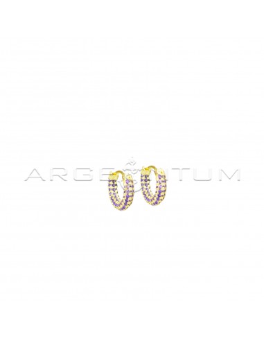 Lilac zircon tubular hoop earrings...