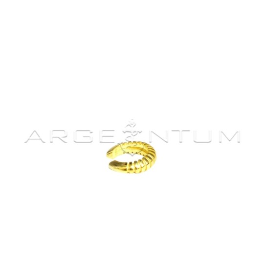 Orecchino ear cuff a fascia rigata bombata placcato oro giallo in argento 925