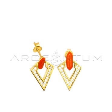 Lobe earrings with orange...