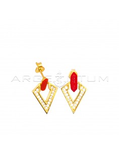 Stud earrings with red...