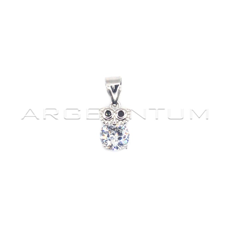 Owl pendant with white zircon and...