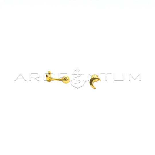 Yellow gold plated half moon piercing earrings in 925 silver