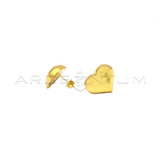 Orecchini a lobo cuore bombato scatolato 18.5x15.5mm placcati oro giallo in argento 925