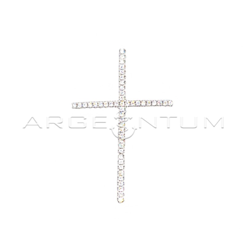 White zircon cross pendant with white...