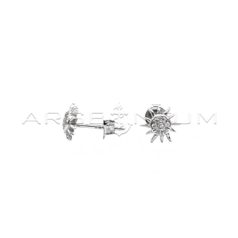 White gold plated semi zircon sun...