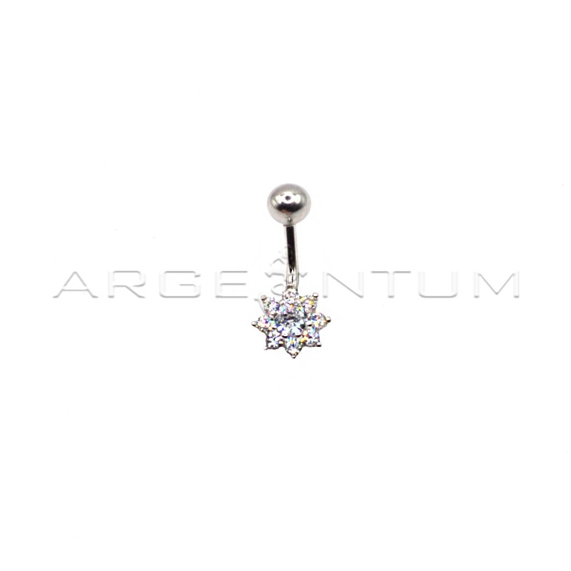 Piercing with white zircon flower,...