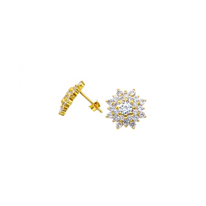 Yellow gold plated white zircon pave...