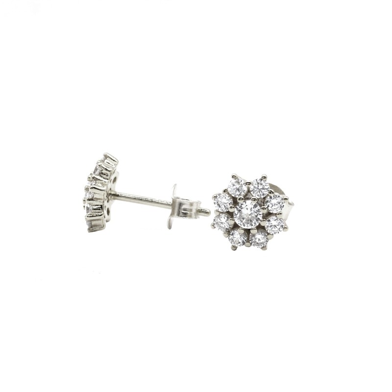 White gold plated white zircon flower...