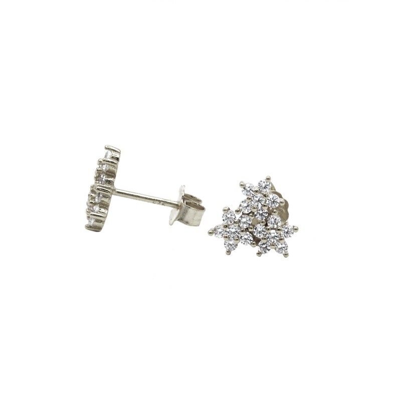 White gold plated 3 flower stud...