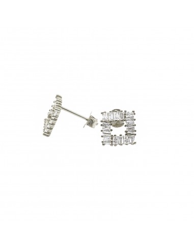 Square lobe earrings with white...