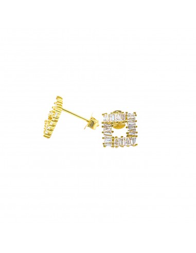 Square lobe earrings with white...