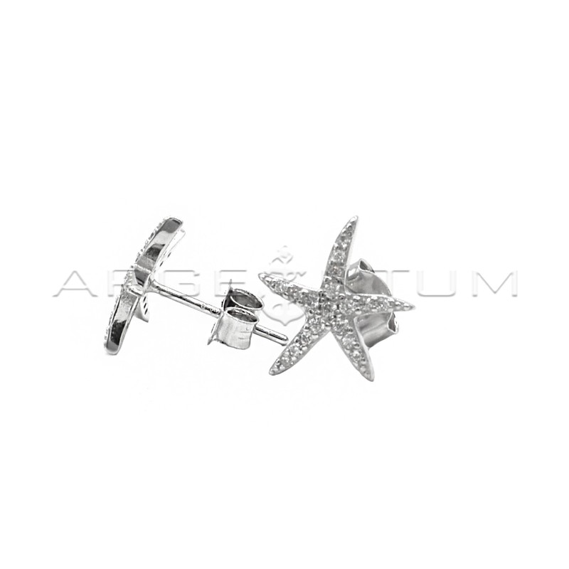 White zircon starfish stud earrings...