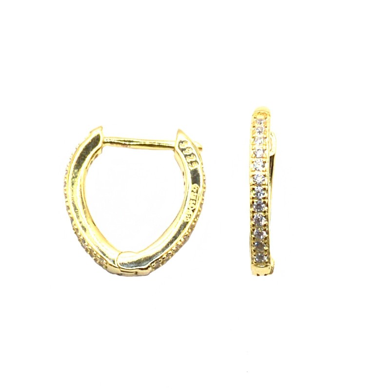 Oval hoop earrings with white zircons...