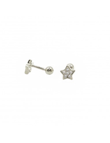 Star piercing earrings with white...