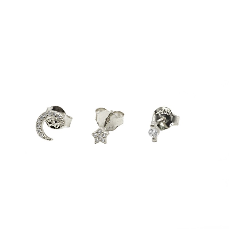 Stud earrings set tris half moon,...