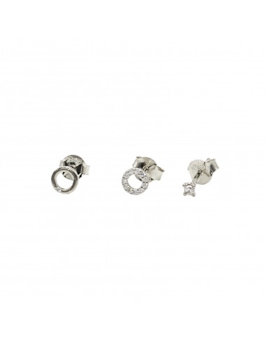 Tris set lobe earrings, 2 round...