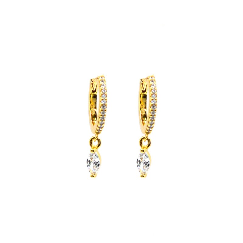 Hoop earrings with white zircons,...