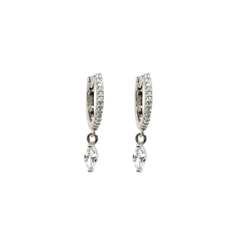 Hoop earrings with white zircons,...