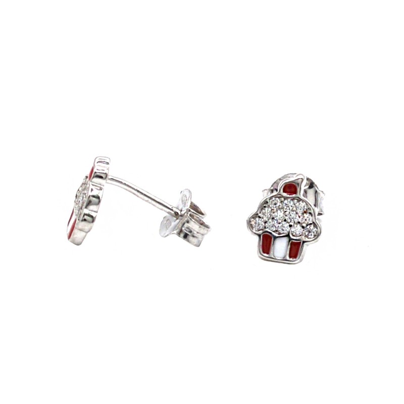 Muffin lobe earrings with zircon and...