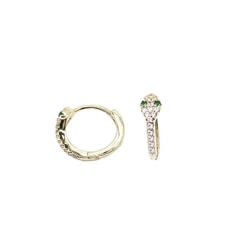 Hoop earrings with white zircon snake...