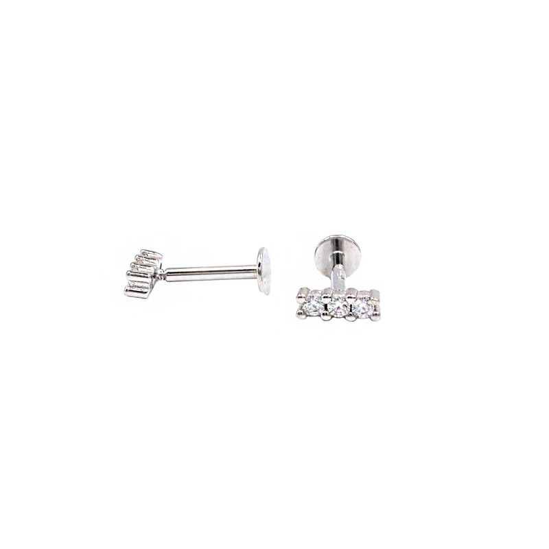 White gold plated zircon bar piercing...