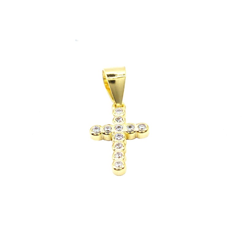 Yellow gold plated cross pendant with...