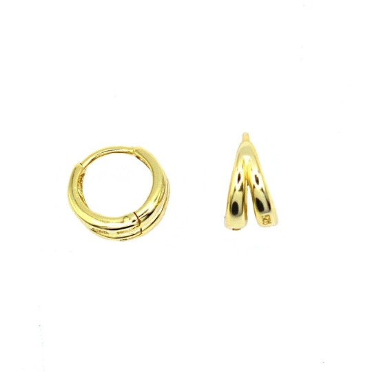 Yellow gold plated 925 silver two-wire hoop earrings with snap closure