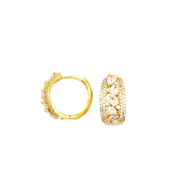 Rounded zircon hoop earrings with row...