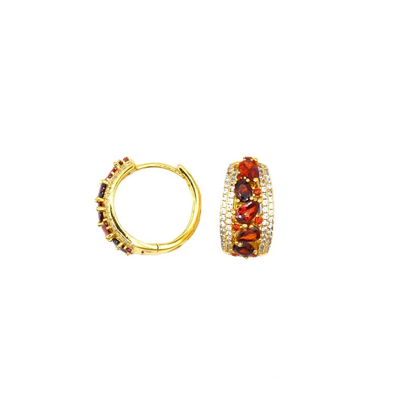 Rounded zircon hoop earrings with row...