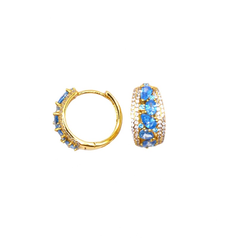 Rounded zircon hoop earrings with row...