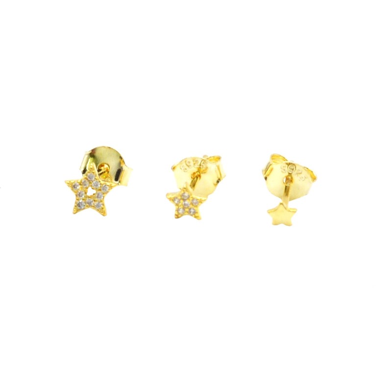 Lobe earrings set of 2 zircon stars...