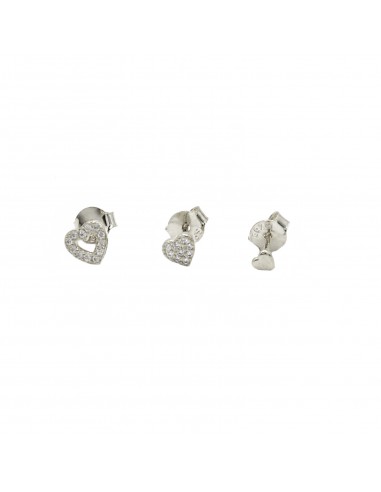 Lobe earrings set of 2 zircon hearts...