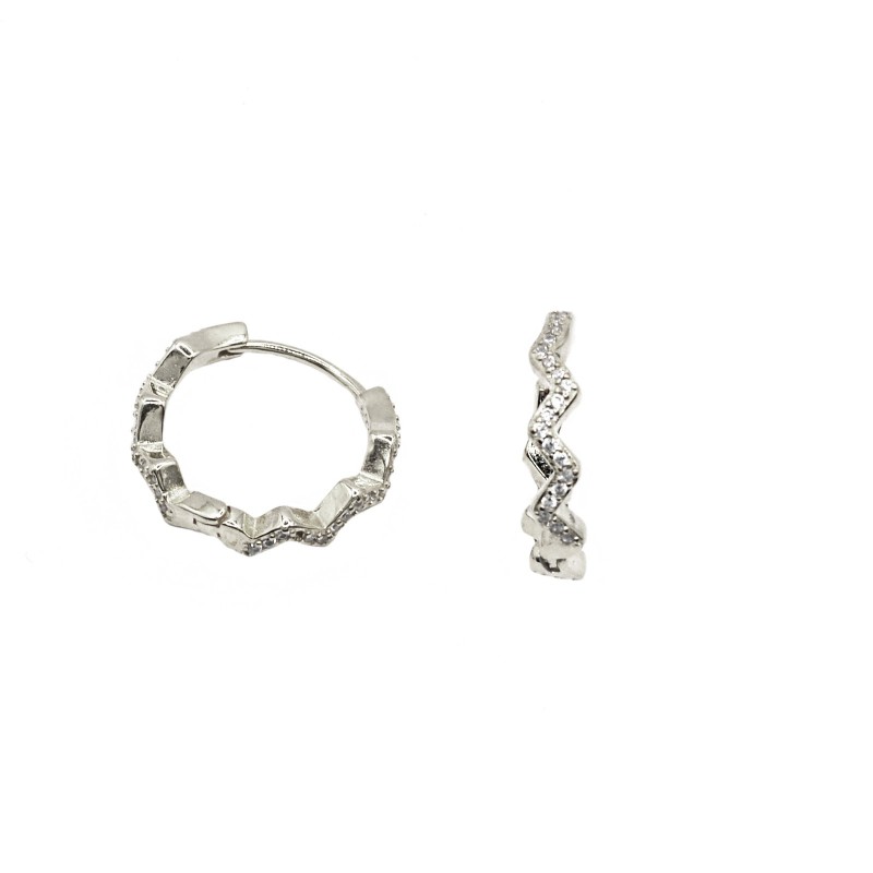 White zigzag zircon hoop earrings...