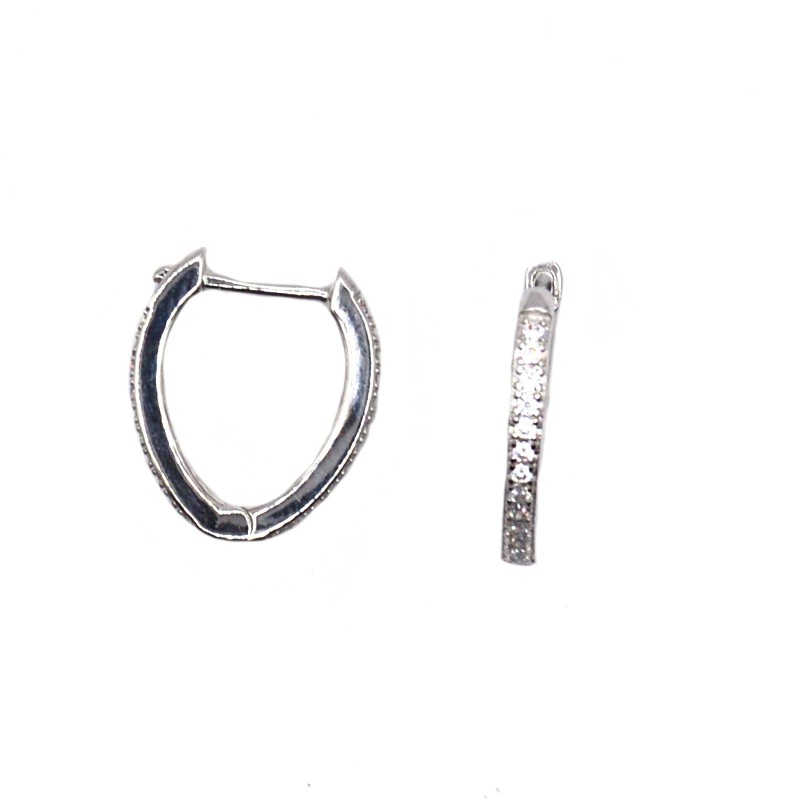 Oval hoop earrings with white cubic...