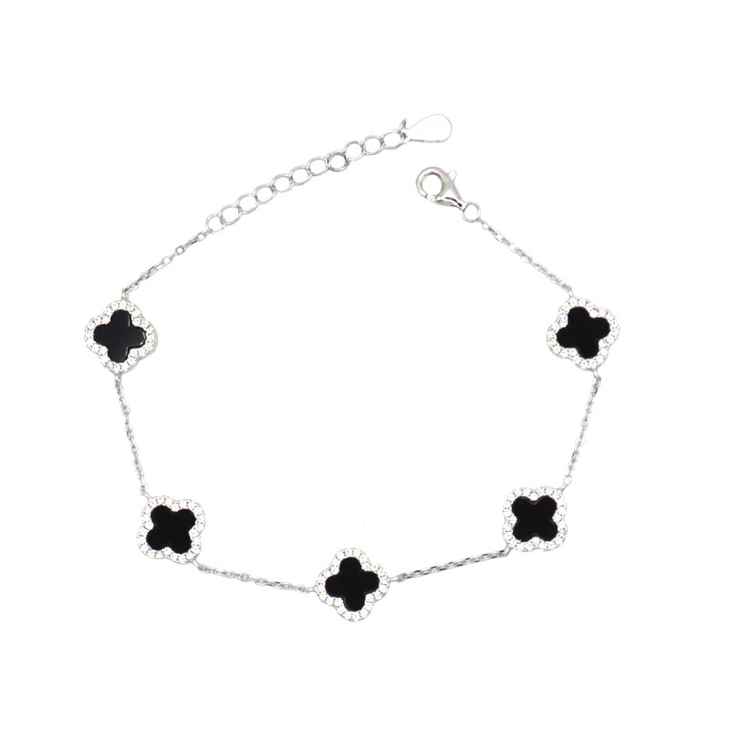 5 flower bracelet with onyx in a...