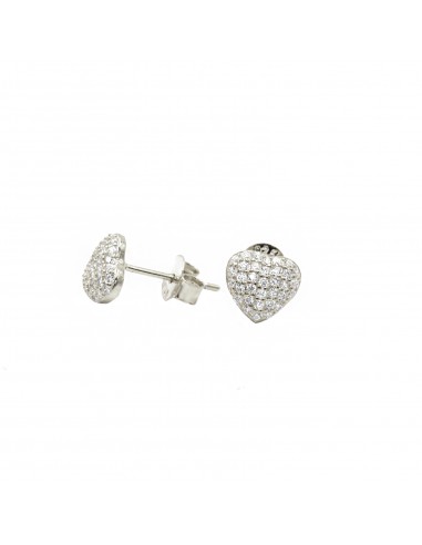 White gold plated pavé heart stud...