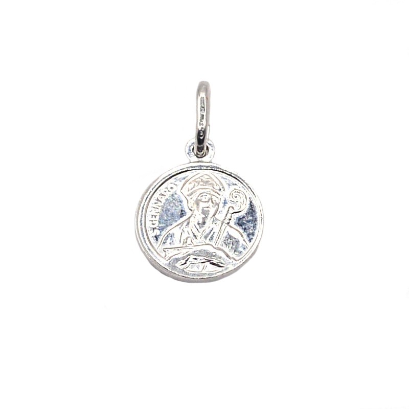 San Gennaro round pendant white gold...