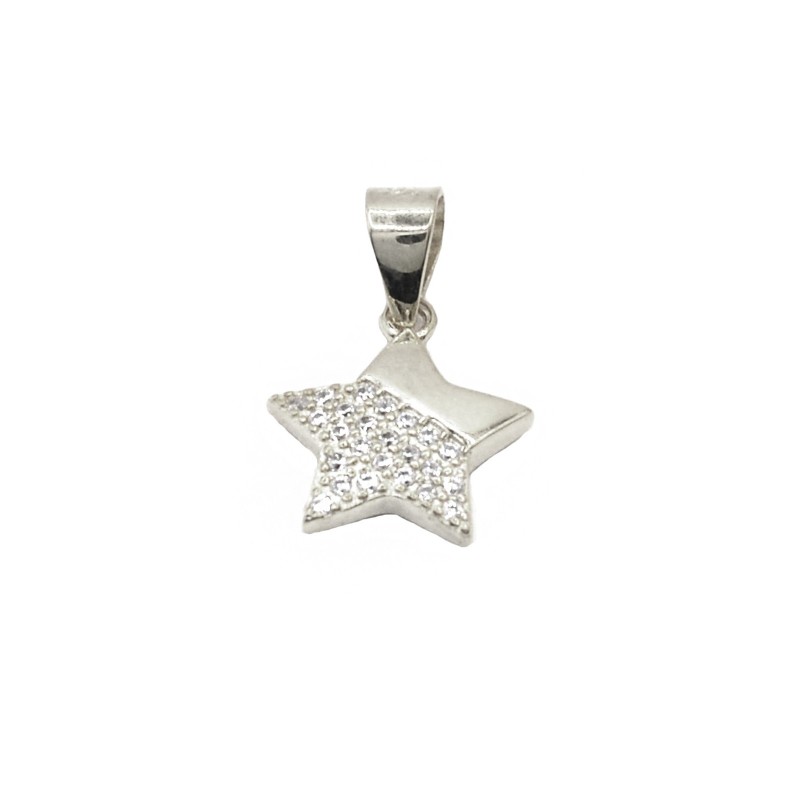 Star pendant, half white zircon, half...