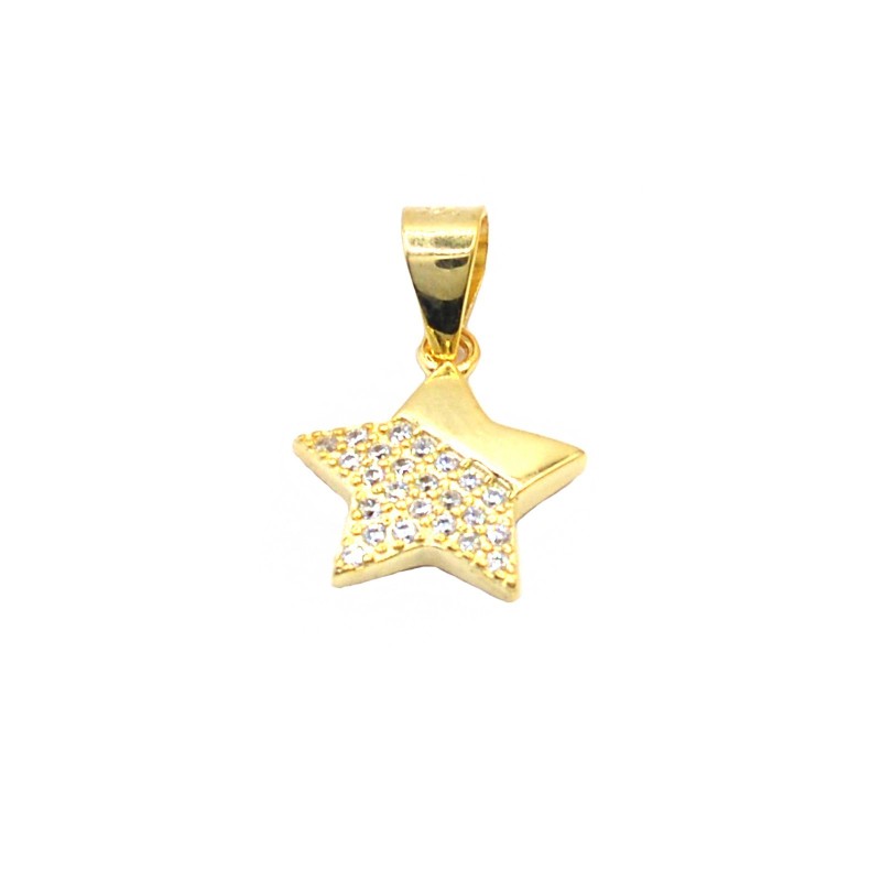 Star pendant, half white zircon, half...