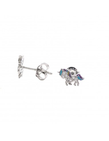 Semi zircon unicorn stud earrings in...