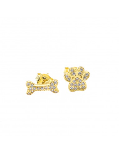 Yellow gold plated white zircon paw...