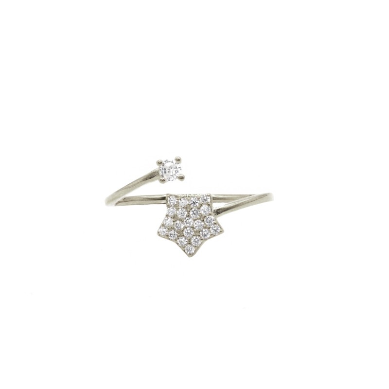 Adjustable ring with zircon star and...