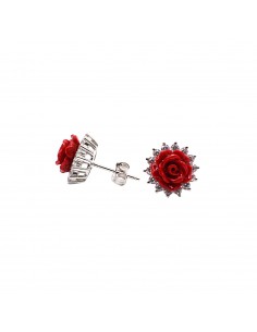 Red rose stud earrings in...