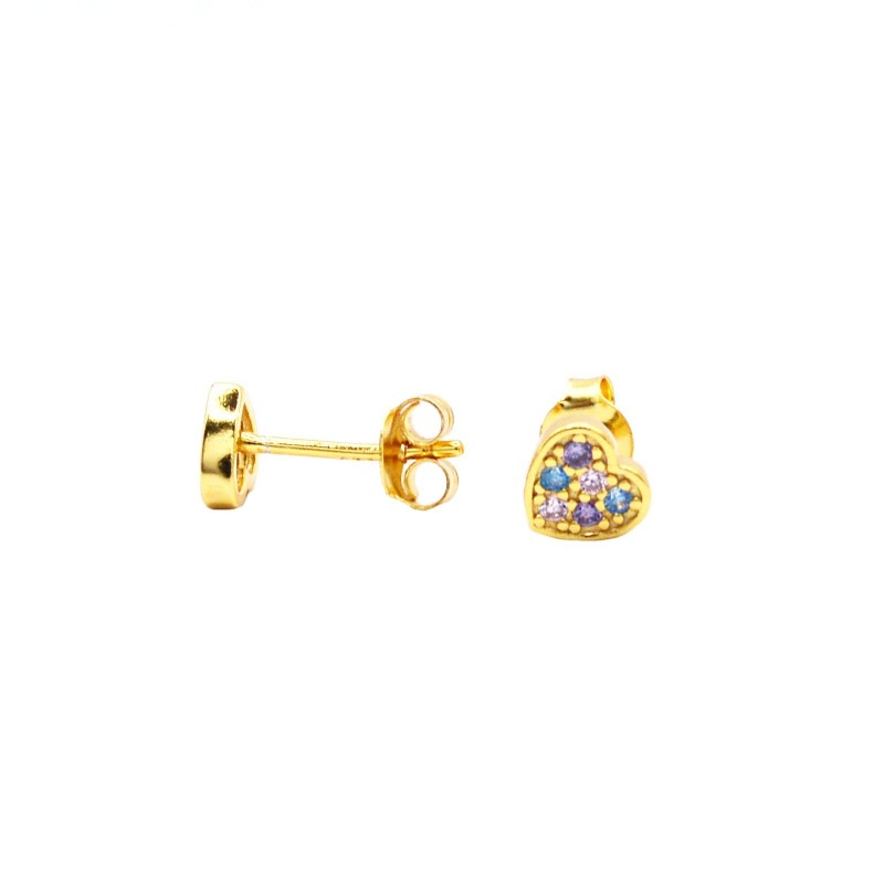 Yellow gold plated multicolor heart...