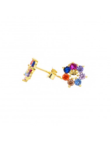 Yellow gold plated multicolor flower...